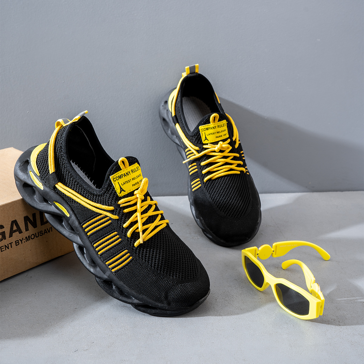 کفش ورزشی مشکی زرد مردانه مدل Arisan