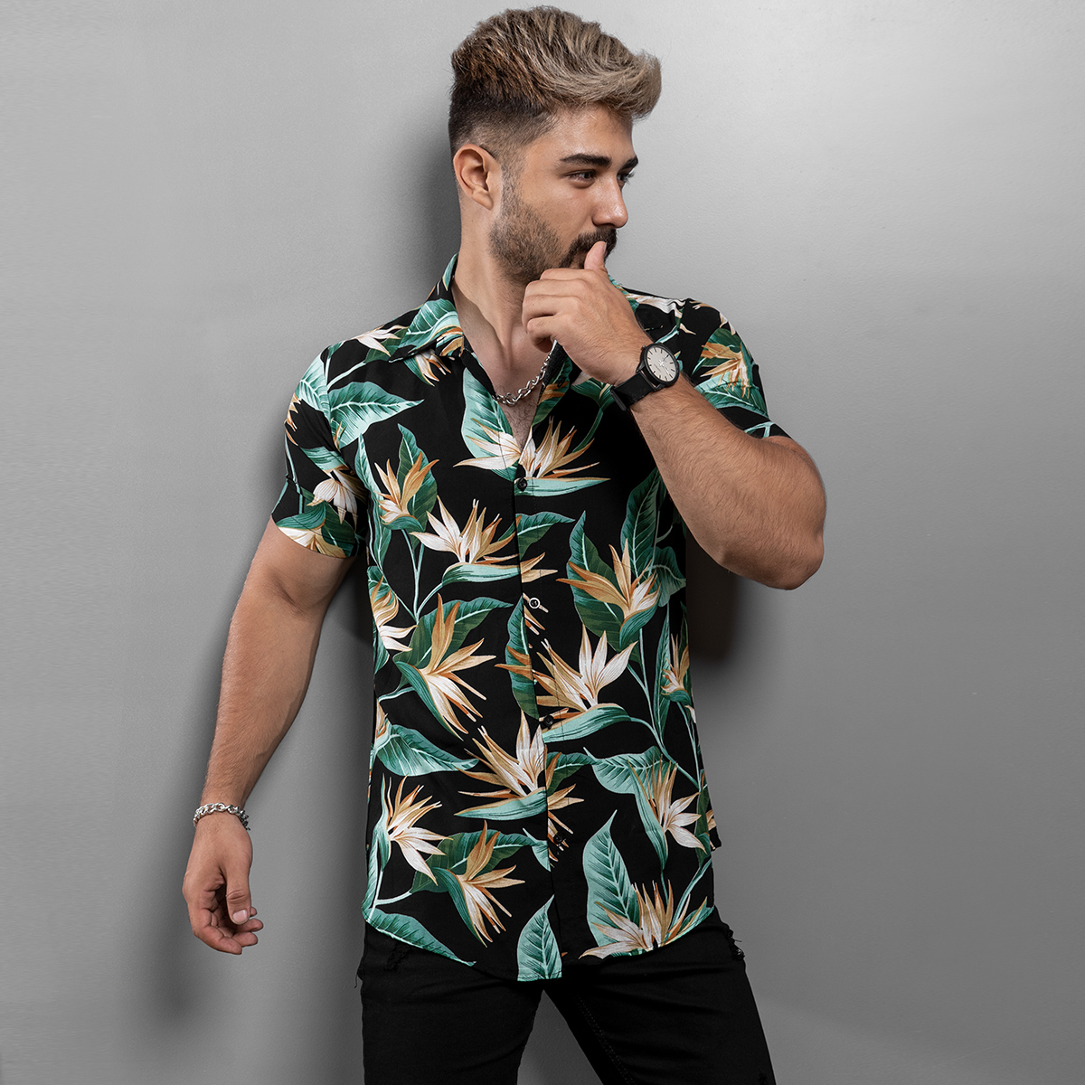 پیراهن هاوایی مردانه مدل Yojin-