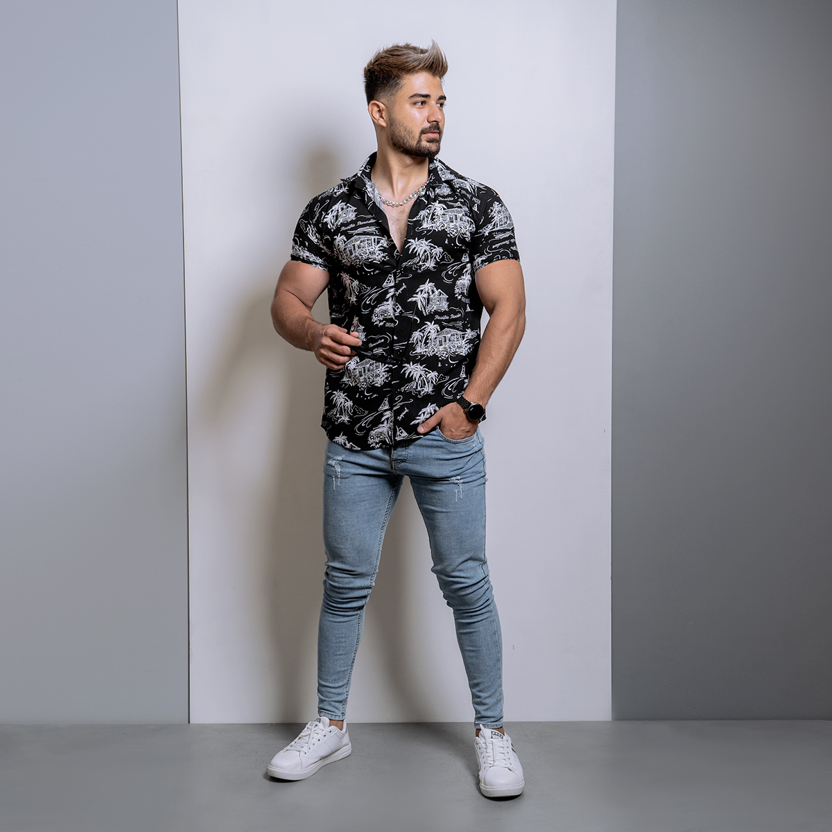 پیراهن هاوایی مردانه مدل Lomia