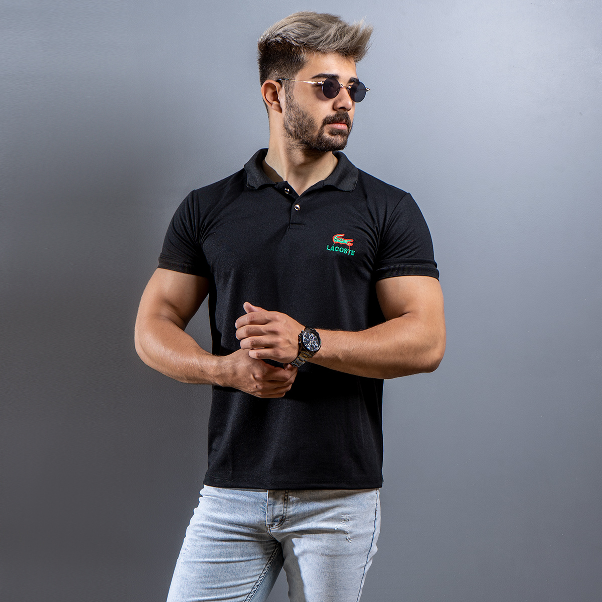 تیشرت Lacoste مردانه مشکی مدل Casio