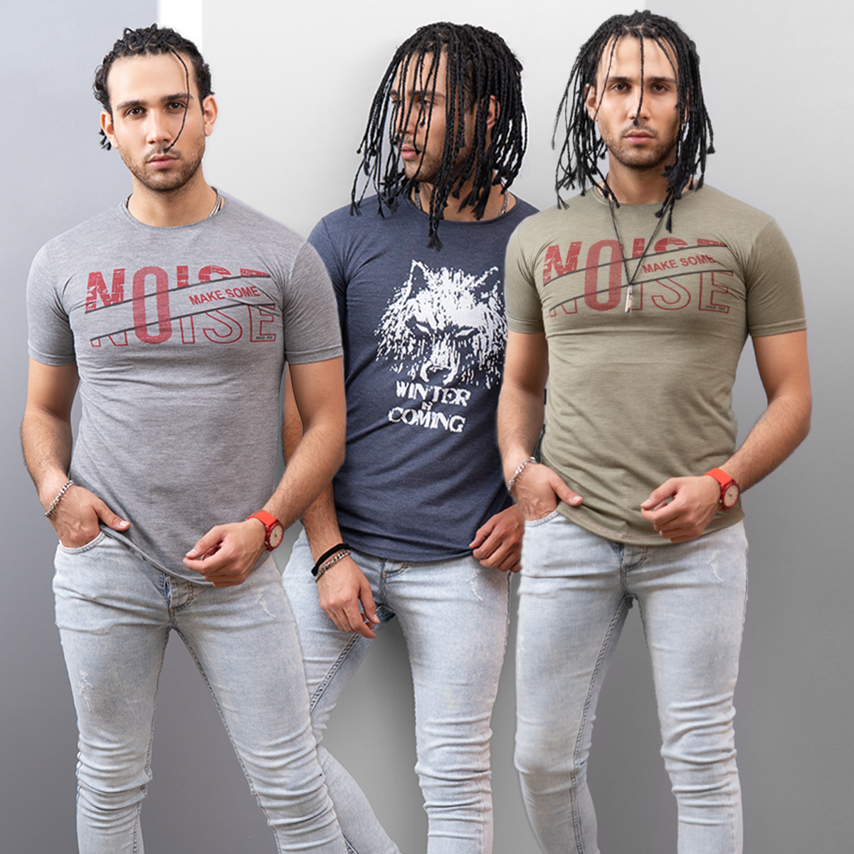 تیشرت NOISE مردانه طوسی مدل Otis