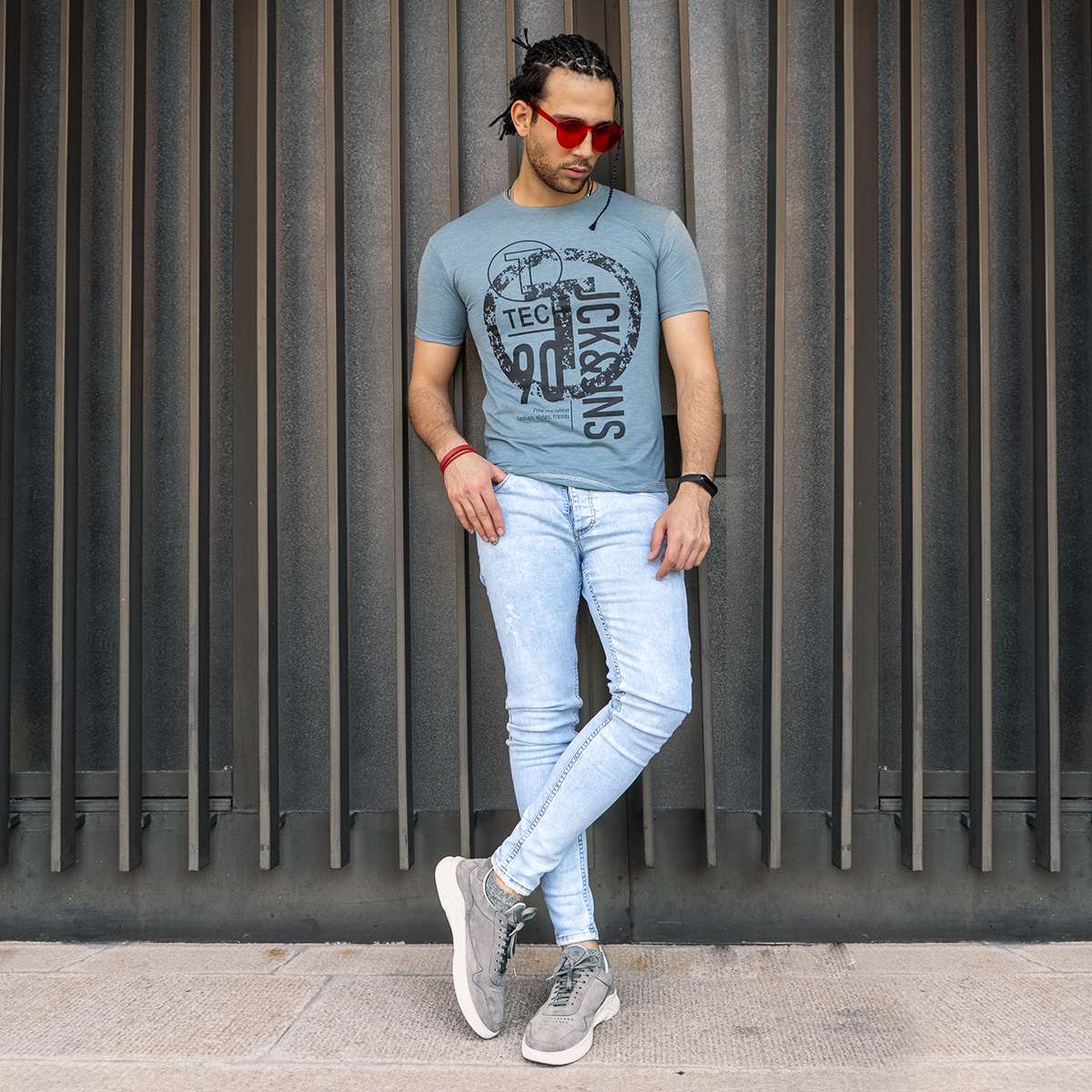 تیشرت مردانه آبی مدل Romer