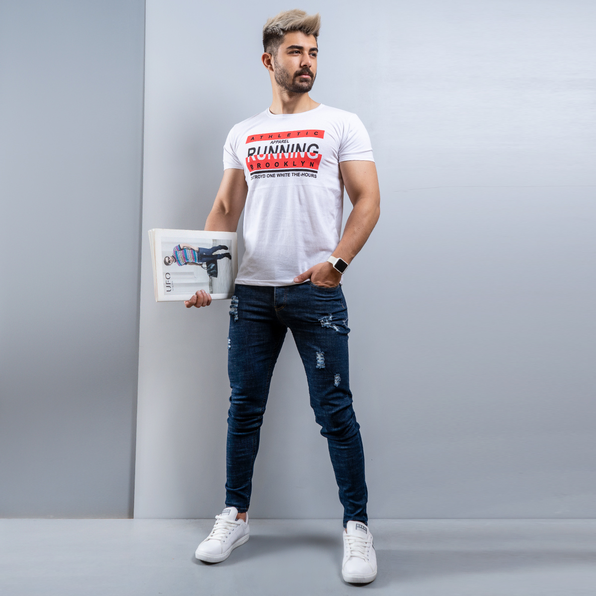 تیشرت مردانه سفید مدل running(T)