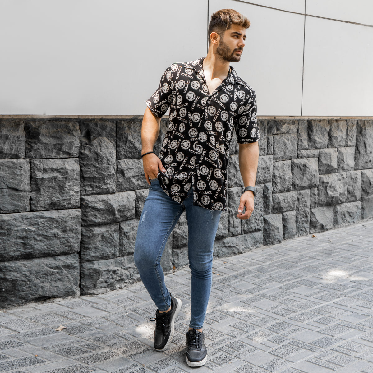 پیراهن هاوایی Versaceمردانه مدل Varon