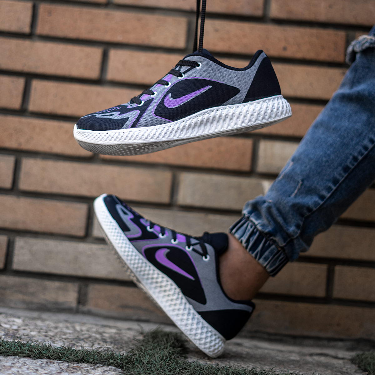 کفش ورزشی مشکی بنفش مردانه مدل Miden(T)